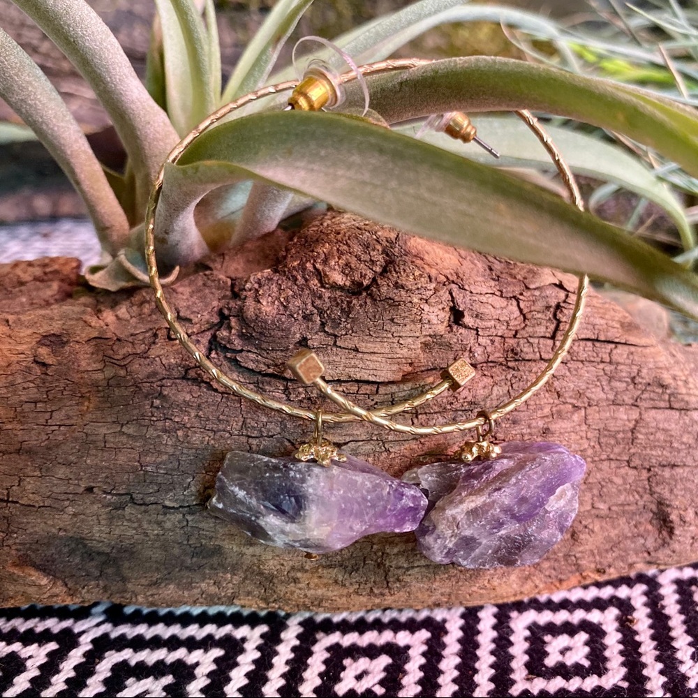 ✨BRAND NEW✨ Amethyst Crystal Hoop Earrings